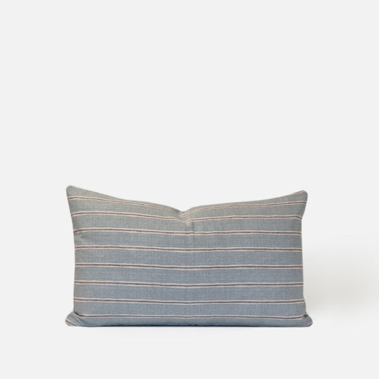 Decorative Threads Horizon 49x30cm cushion cover in Duckegg with a Printed Stripe, front view