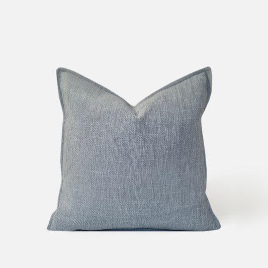 Decorative Threads Misty cushion cover in Duckegg in luxury chenille fabric, front view on a white background