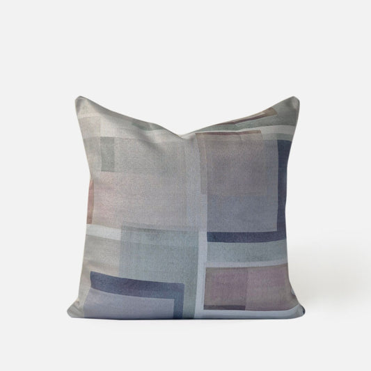 Decorative Threads Nebula cushion cover in multi colour with a printed abstract design, front view on a white background