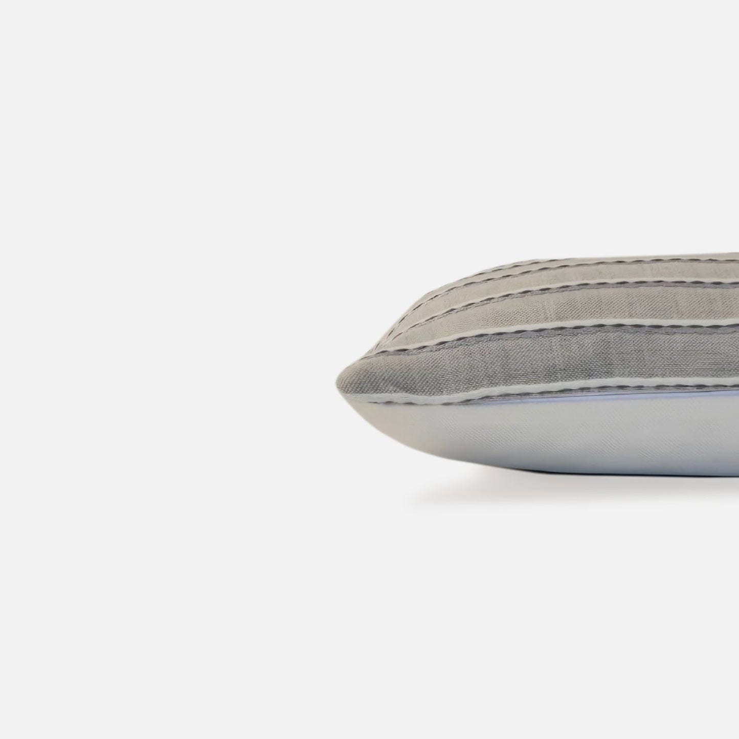 Decorative Threads Ripple cushion cover in Dove Grey with a woven texture, side view