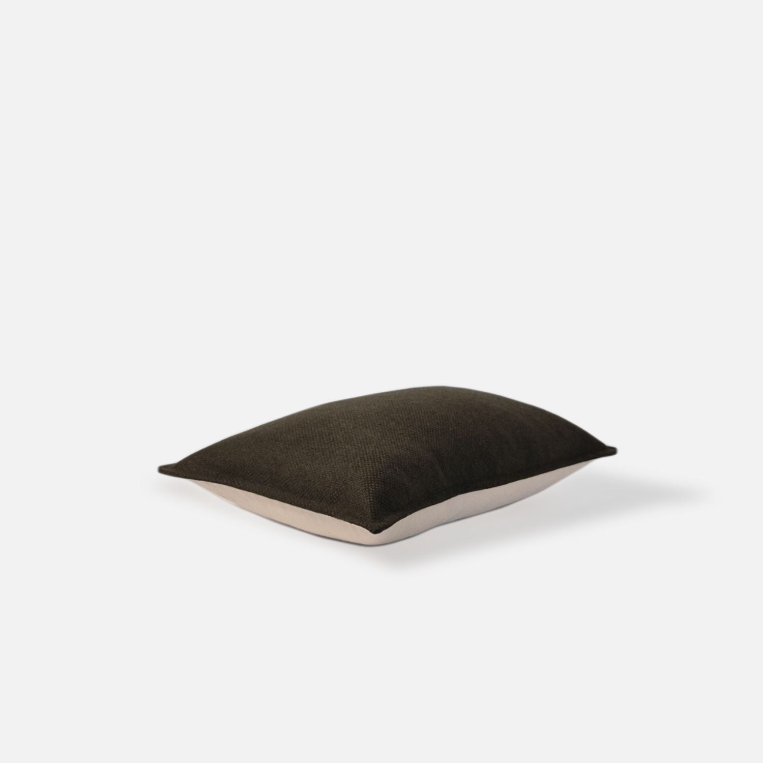 Top view of the 50x50cm Amano Olive dark greencushion cover, demonstrating the luxury loft and plush design and texture.