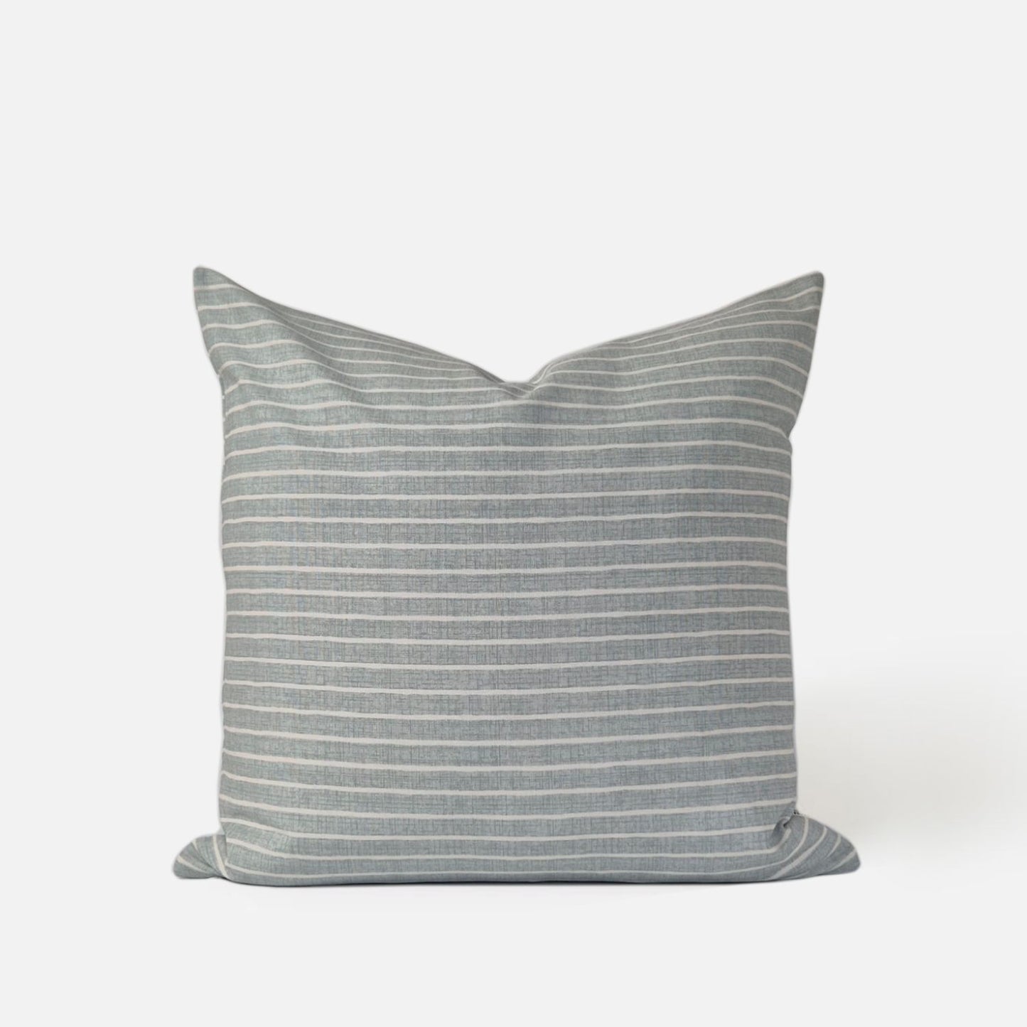 Azure powder blue printed stripe cushion cover 48x48cm front view