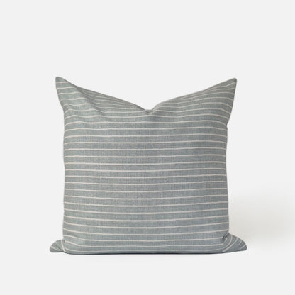 Azure powder blue printed stripe cushion cover 48x48cm front view