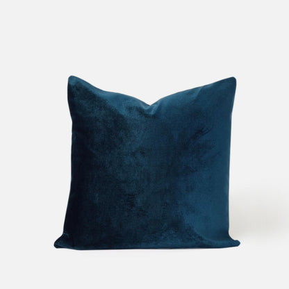 Decorative Threads Peacock coloured cushion, front view on a white background.