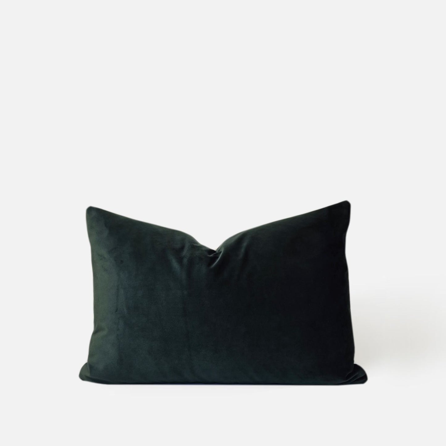 Decorative Threads solid emerald, green velvet cushion cover, front view on a white background. 