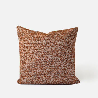 Decorative Threads Ensemble Spice cushion cover combo. Front view of Cinnamon two-tone speckled cushion, on a white background.
