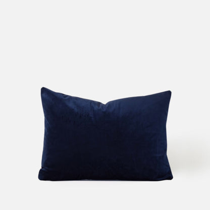 Decorative Threads Navy blue cushion, front view a white background.