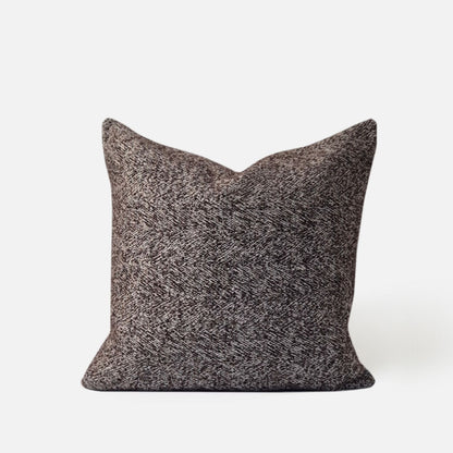 Decorative Threads mocha Cushion, front view on a white background.