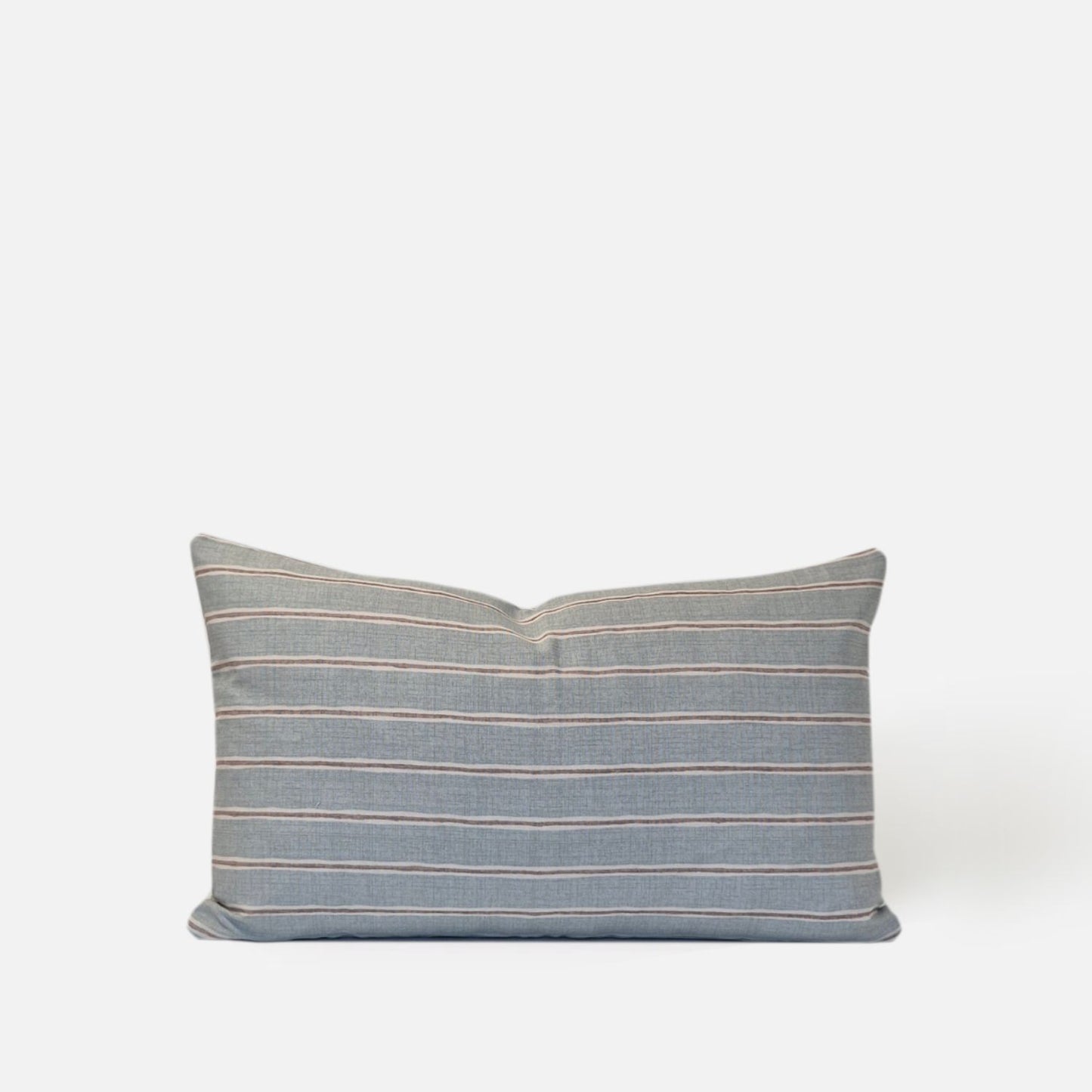 Decorative Threads Horizon 49x30cm cushion cover in Duckegg with a Printed Stripe, front view