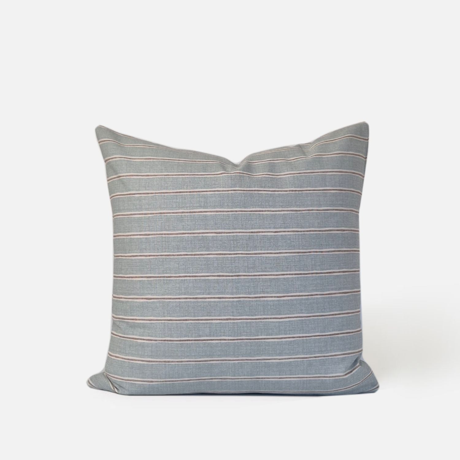 Decorative Threads Horizon cushion cover in Duckegg with a Printed Stripe, front view