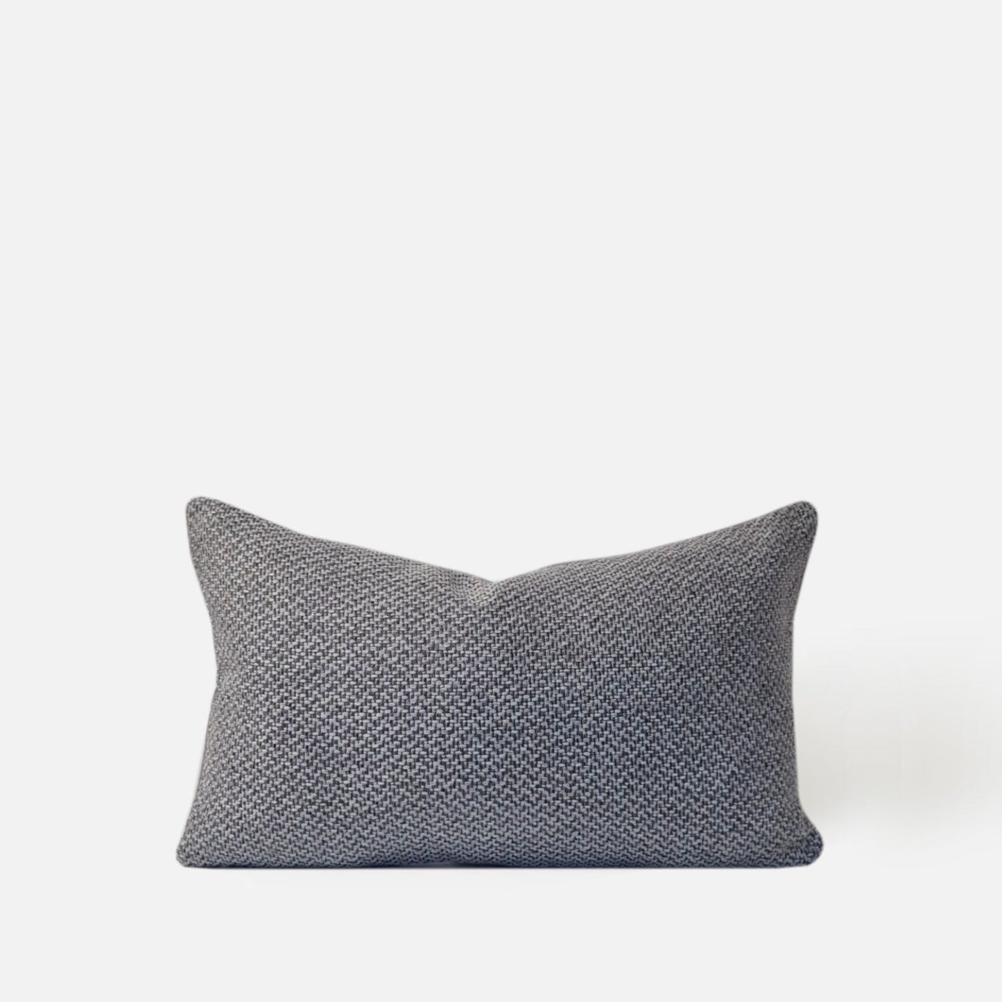 Decorative Threads Larkin cushion cover in Storm with a Pebbled Tweed woven texture, 50x30cm front view on a white background