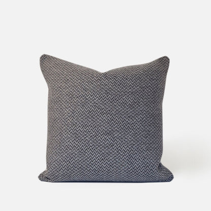 Decorative Threads Larkin cushion cover in Storm with a Pebbled Tweed woven texture, front view on a white background