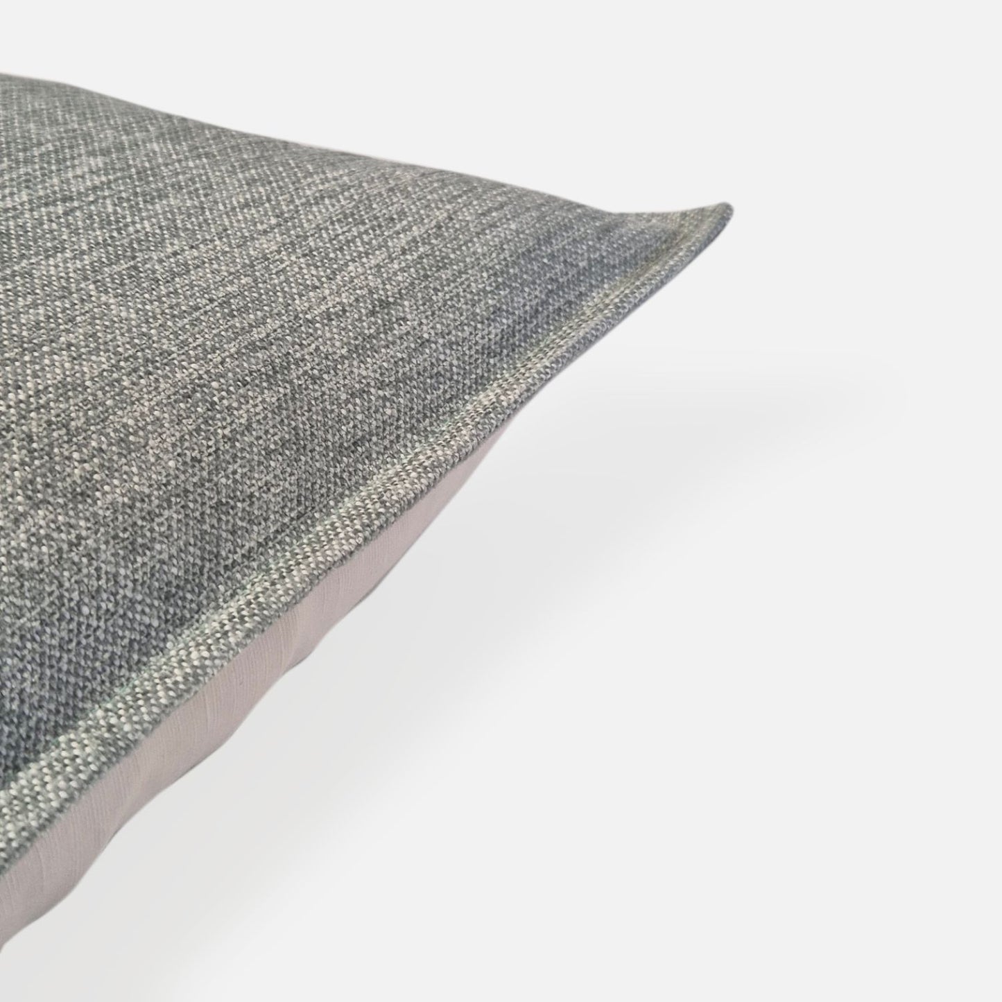 Decorative Threads Misty cushion cover in Duckegg in luxury chenille fabric, corner view on a white background