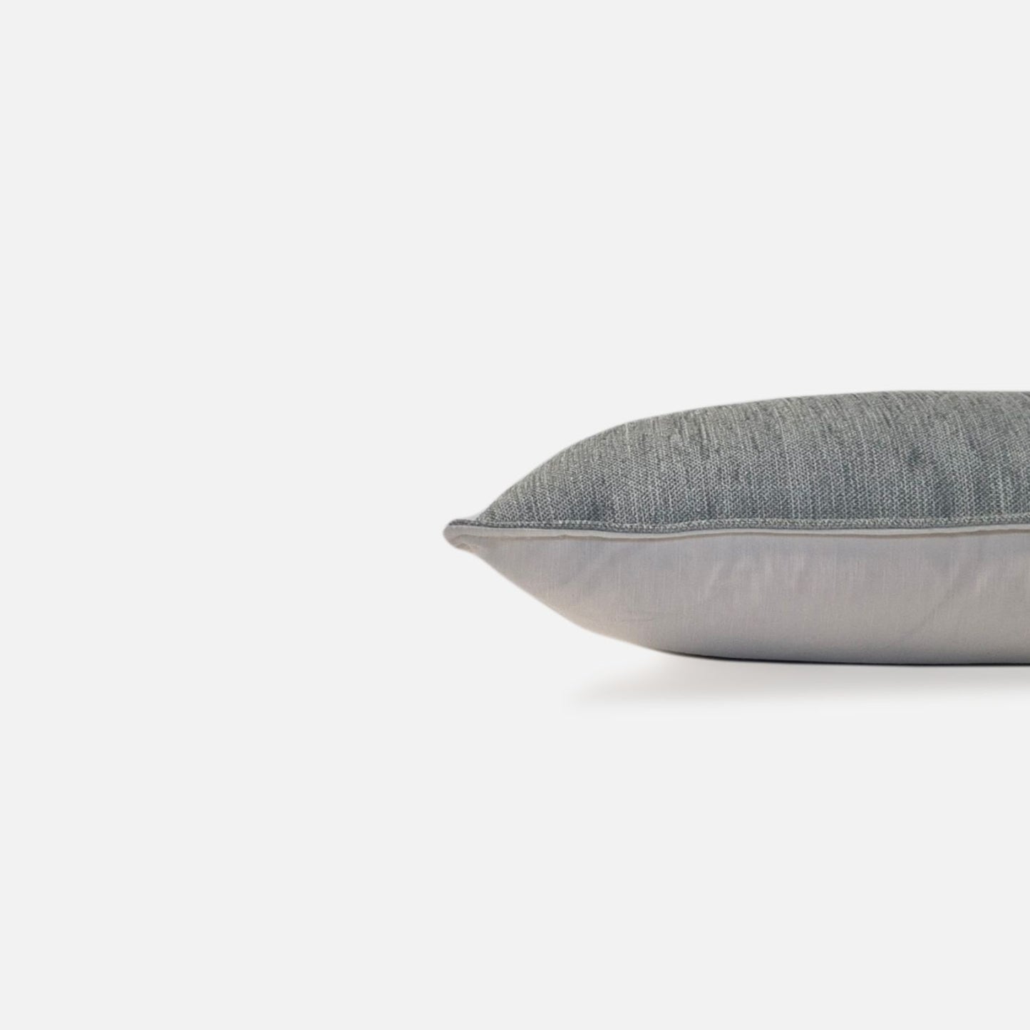 Decorative Threads Misty cushion cover in Duckegg in luxury chenille fabric, side view on a white background