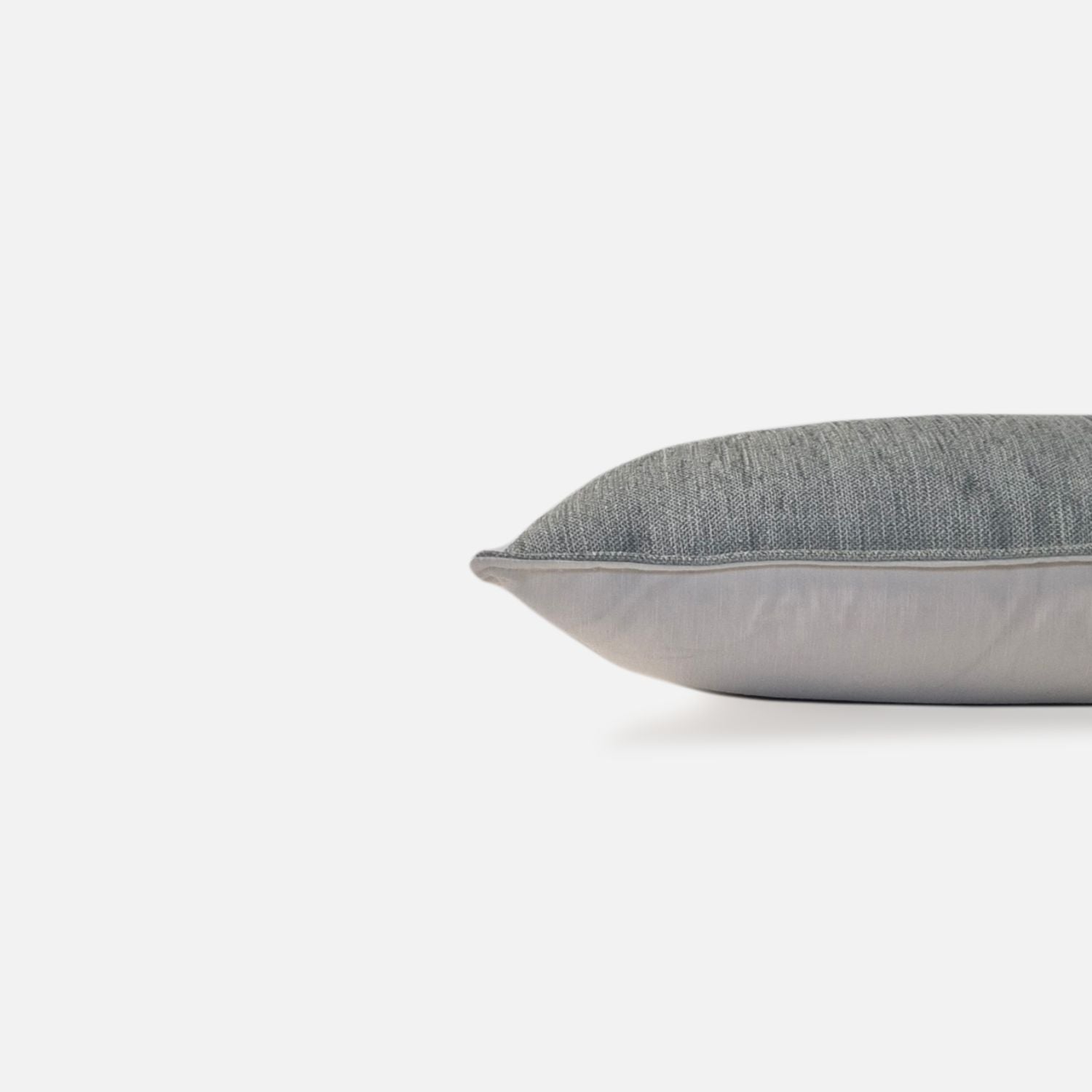 Decorative Threads Misty cushion cover in Duckegg in luxury chenille fabric, side view on a white background