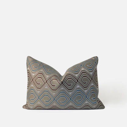 Decorative Threads Modern Maze cushion cover combo.  A Geometric Satin , front view on a white background.