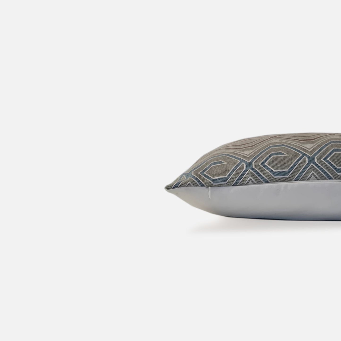 Decorative Threads Modern Maze cushion cover combo.  A Geometric Satin , side view on a white background.