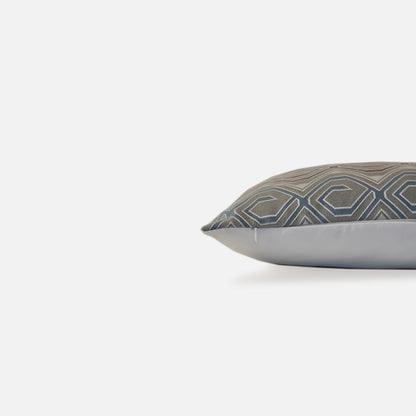 Decorative Threads Modern Maze cushion cover combo.  A Geometric Satin , side view on a white background.