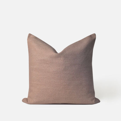  Decorative Threads Natural Harmony cushion cover combo. Pink Beige colour woven cushion, front view on white background. 