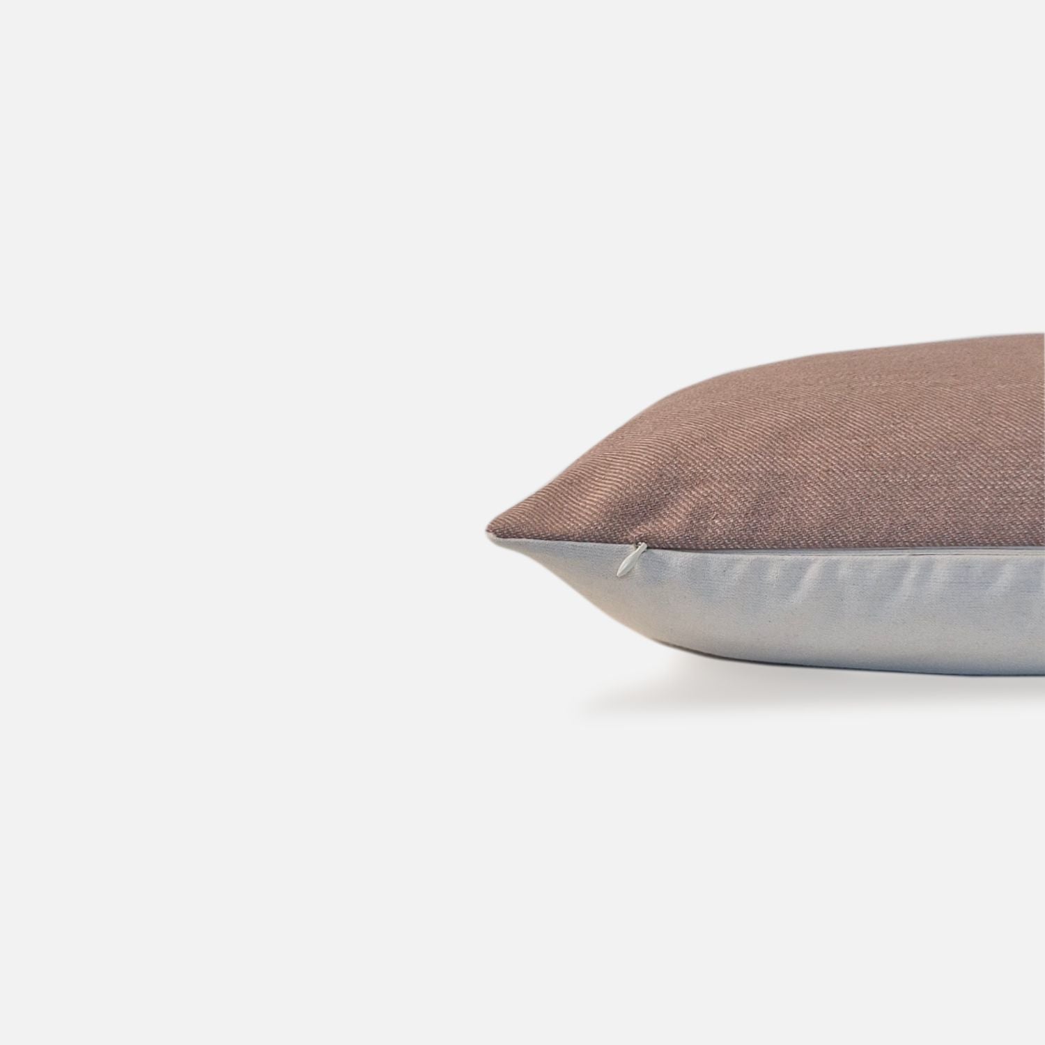  Decorative Threads Natural Harmony cushion cover combo. Pink Beige colour woven cushion, side view on white background. 