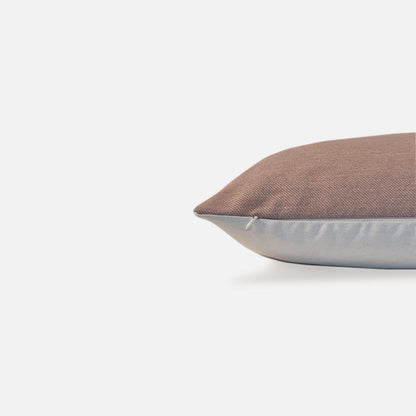  Decorative Threads Natural Harmony cushion cover combo. Pink Beige colour woven cushion, side view on white background. 