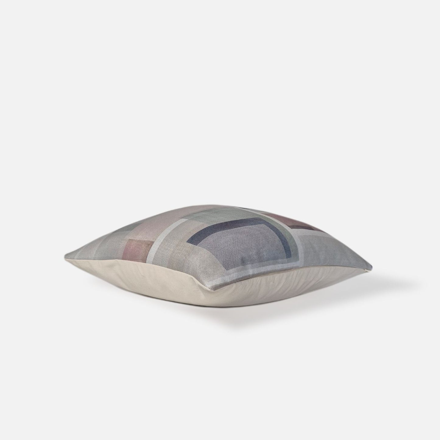 Decorative Threads Nebula cushion cover in multi colour with a printed abstract design, top view on a white background