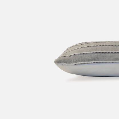 Decorative Threads Ripple cushion cover in Dove Grey with a woven texture, side view