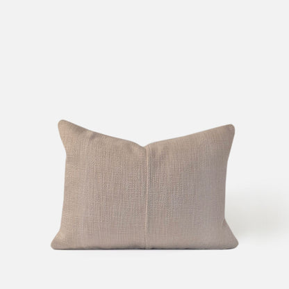 Decorative Threads Scarlet Serenity cushion cover combo. Cream coloured Woven Cover, front view on a white background.