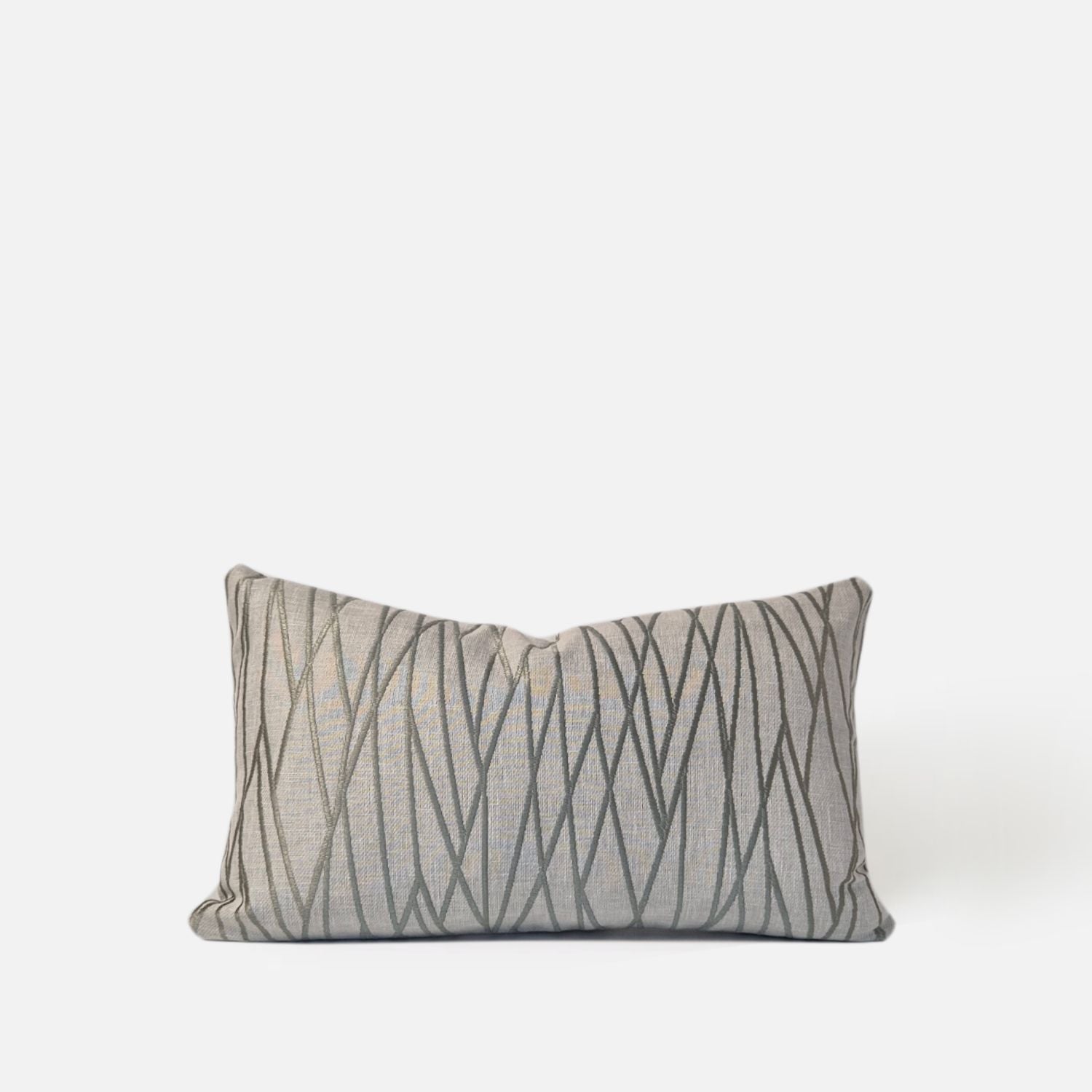 Decorative Threads Striated Cushion Cover in Meadow with a woven textured pattern, front view of 50x30cm