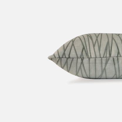 Decorative Threads Striated Cushion Cover in Meadow with a woven textured pattern, side view of 48cm