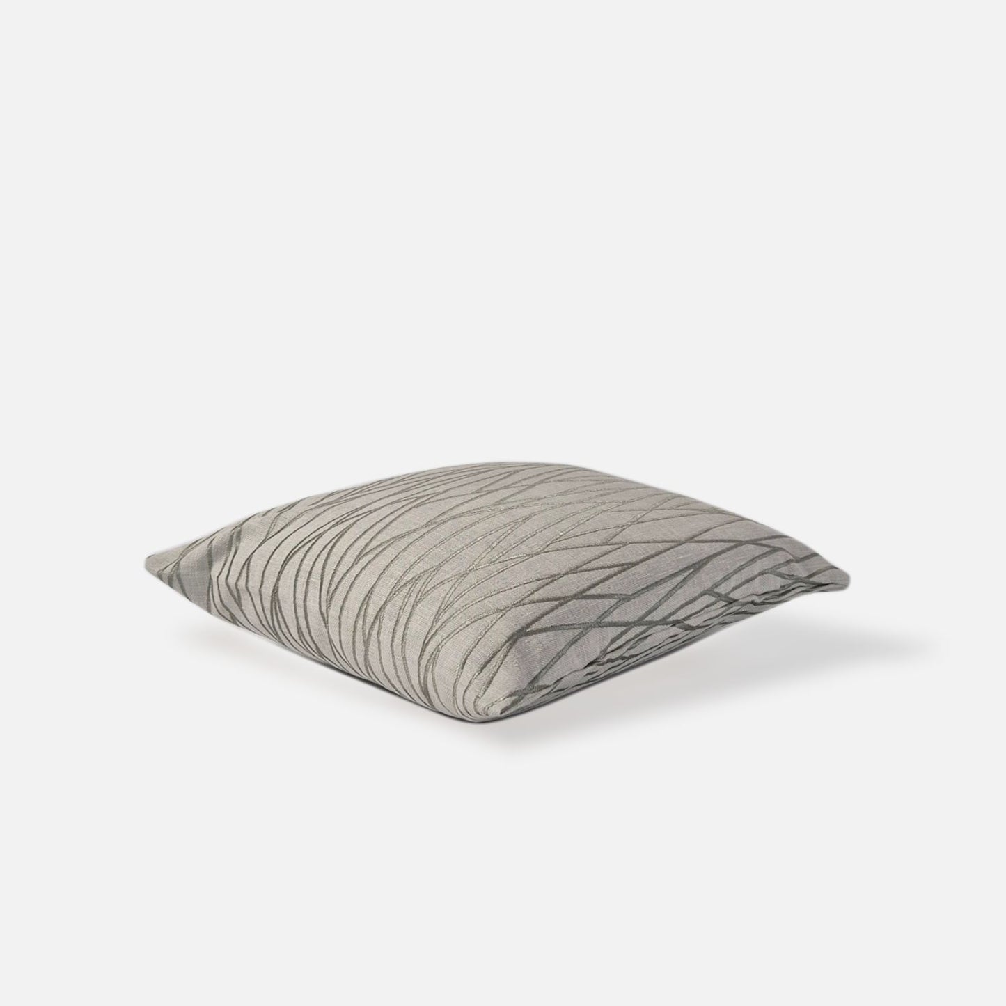 Decorative Threads Striated Cushion Cover in Meadow with a woven textured pattern, top view of 48cm