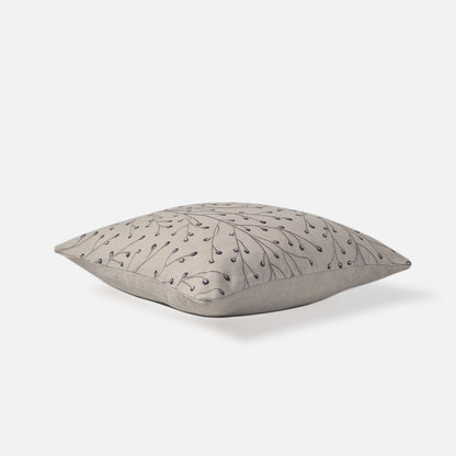 Decorative Threads Twiggy cushion cover in Oatmeal with embroidery, top view