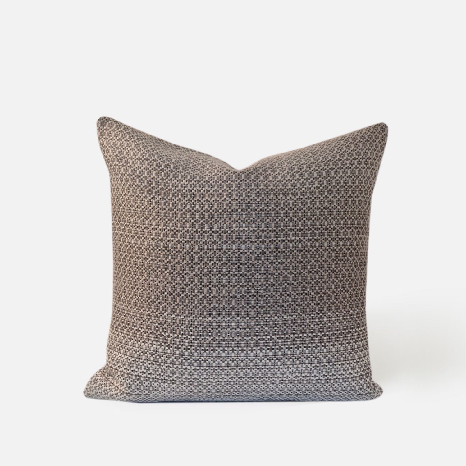 Decorative Threads Textured cushion with a geometric pattern, front view on a white background.