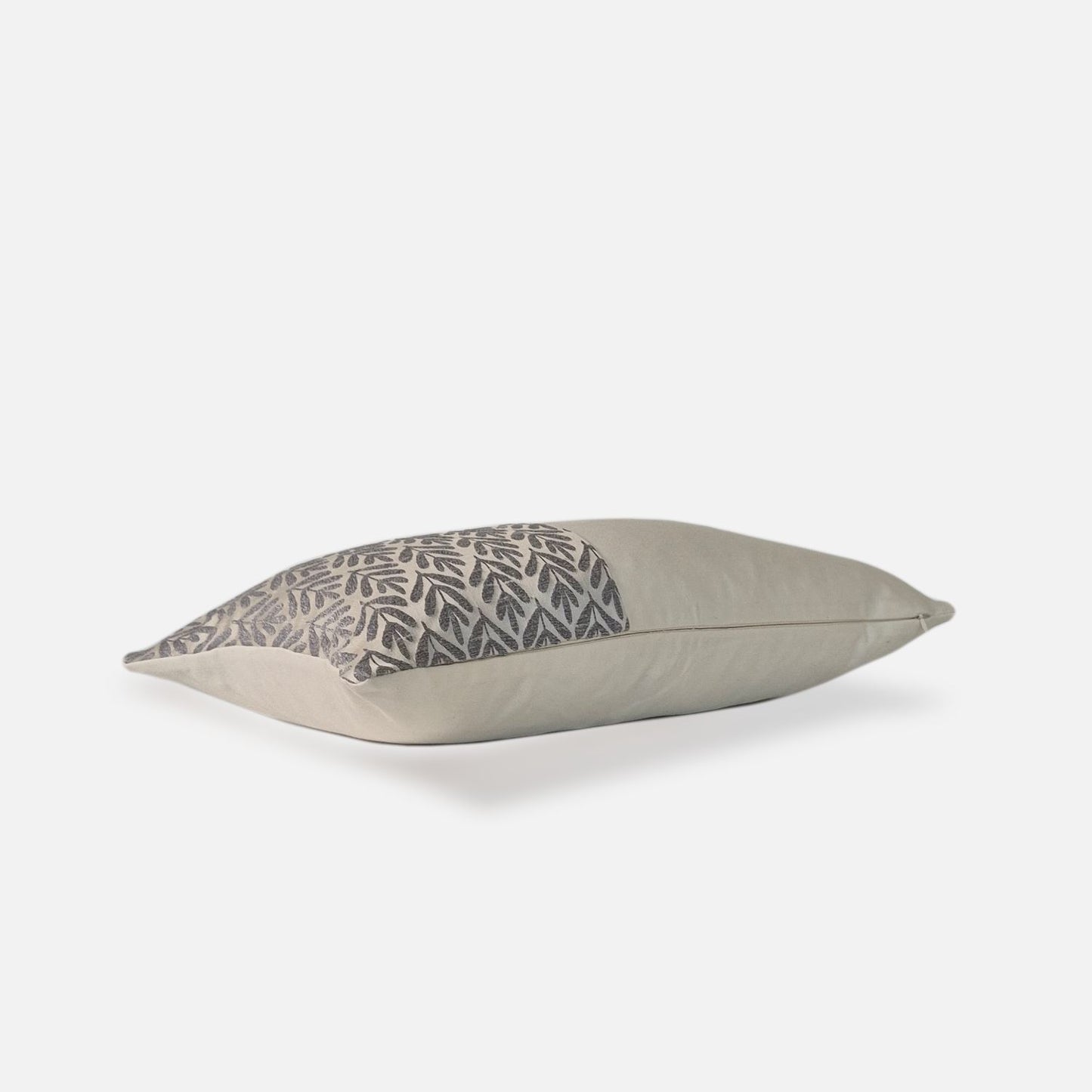 Decorative Threads Willow cushion cover in silver with a foliage woven design, top view